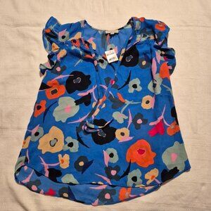 Bloomingdale's Status by Chenault women's size Large blouse, royal blue, NWT